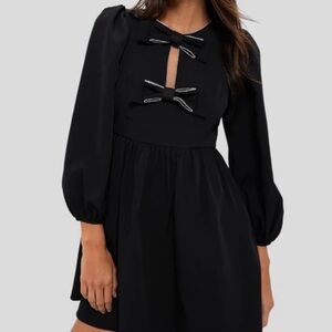 Hyacinth House embellished bow dress in black